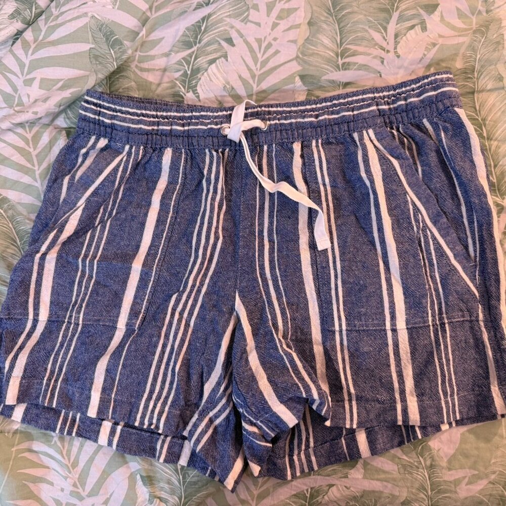 Nautica blue & white striped linen shorts